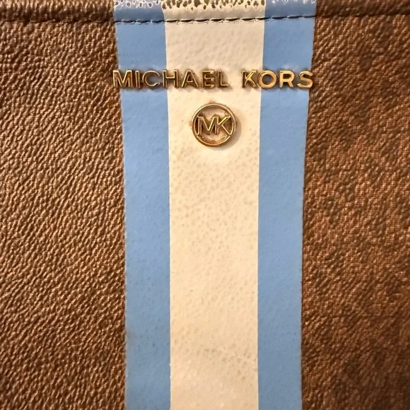 Michael Kors Brown Bag with Blue and White Stripe - Picture 2 of 9